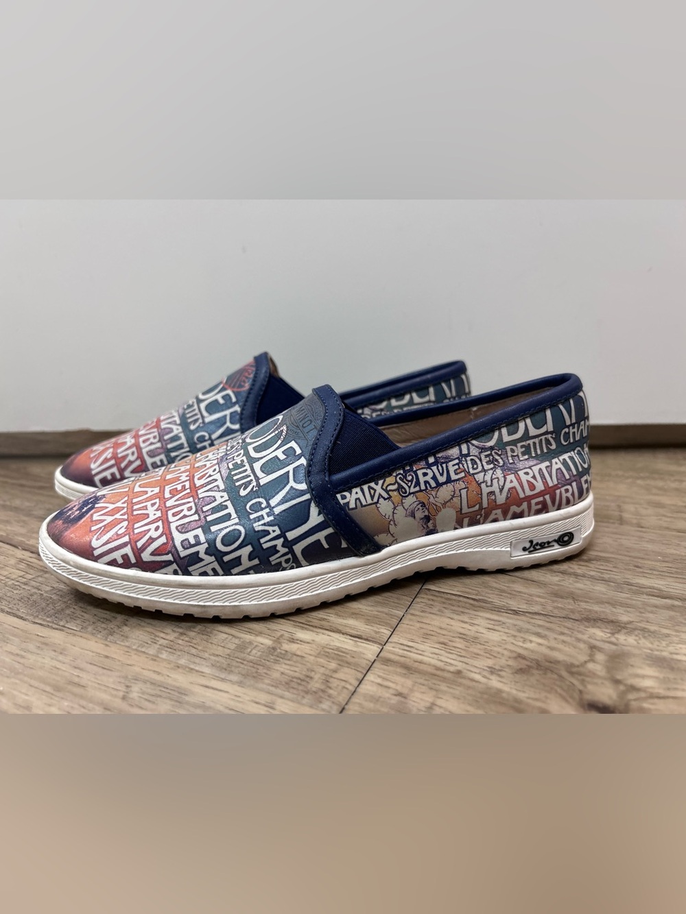 Joan Miro slip-on casual shoes artsy leather vibrant, multi-colored artistic